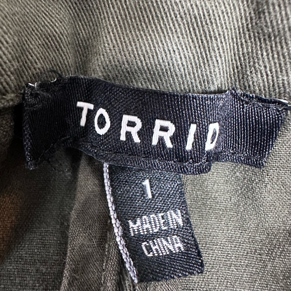 Torrid Army green twill and French terry jacket drawstring size 1-1X:14-16 - Picture 8 of 10